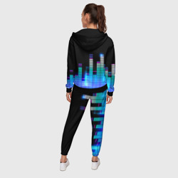 Костюм с принтом Blink 182 эквалайзер для женщины, вид на модели сзади №2. Цвет основы: черный