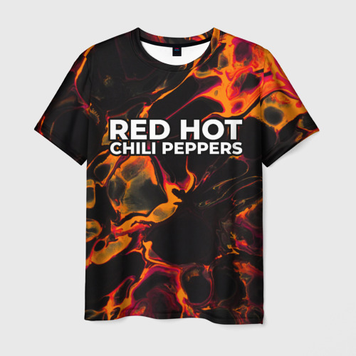 Мужская футболка с принтом Red Hot Chili Peppers red lava, вид спереди №1