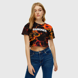 Женская футболка Crop-top 3D Ramones red lava - фото 2