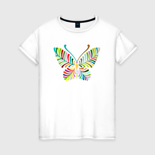 Женская футболка из хлопка с принтом Fly color, вид спереди №1