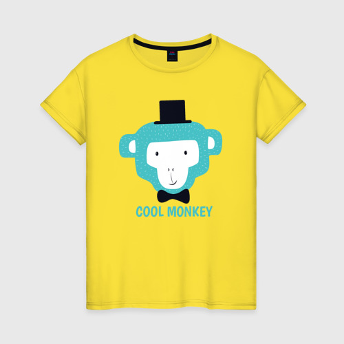 Женская футболка хлопок Cool monkey, цвет желтый