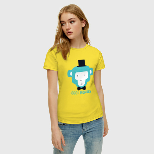 Женская футболка хлопок Cool monkey, цвет желтый - фото 3