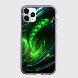 Чехол для iPhone 11 Pro матовый Кислотная зеленая   яркая неоновая абстракция