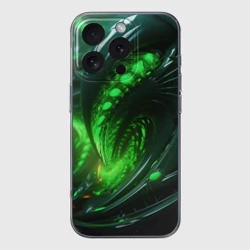 Чехол для iPhone 16 Pro Max силиконовый с защитой камеры Кислотная зеленая   яркая неоновая абстракция