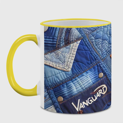 Кружка с полной запечаткой Vanguard jeans patchwork - ai art, цвет Кант желтый - фото 2