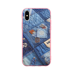 Vanguard jeans patchwork - ai art – Чехол для iPhone X матовый с принтом купить