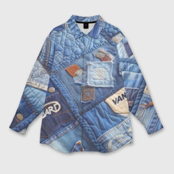 Vanguard jeans patchwork - ai art – Мужская рубашка oversize 3D с принтом купить