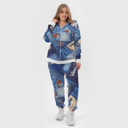 Костюм с принтом Vanguard jeans patchwork - ai art для женщины, вид на модели спереди №3. Цвет основы: белый