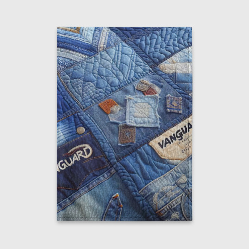 Обложка для автодокументов Vanguard jeans patchwork - ai art, цвет голубой