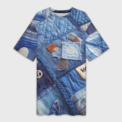 Платье-футболка 3D Vanguard jeans patchwork - ai art