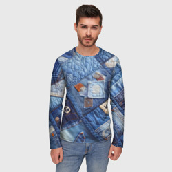 Мужской лонгслив 3D Vanguard jeans patchwork - ai art - фото 2