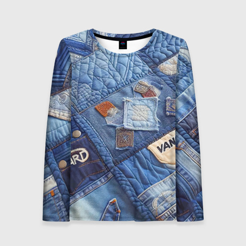 Женский лонгслив 3D Vanguard jeans patchwork - ai art, цвет 3D печать