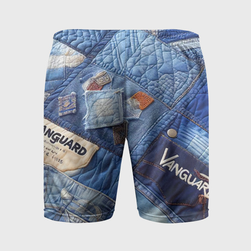 Мужские шорты спортивные Vanguard jeans patchwork - ai art, цвет 3D печать - фото 2