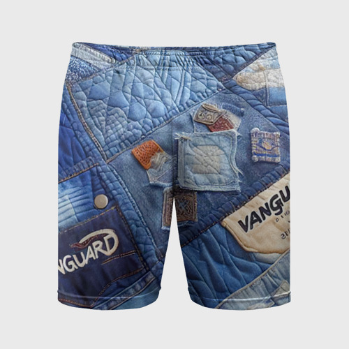 Мужские шорты спортивные Vanguard jeans patchwork - ai art, цвет 3D печать