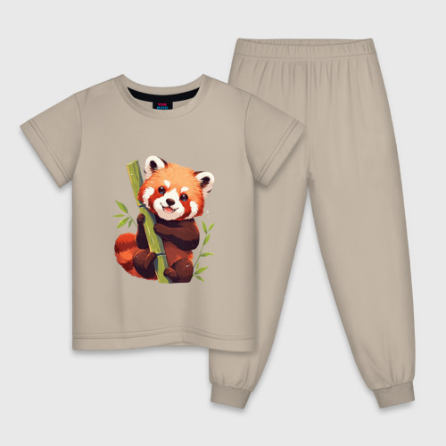 Детская пижама хлопок The Red Panda, цвет миндальный