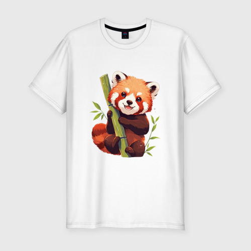 Мужская футболка хлопок Slim The Red Panda, цвет белый