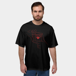 Мужская футболка oversize 3D Взгляд Макимы человек бензопила - фото 2