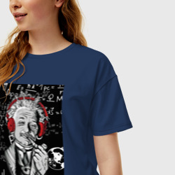 Женская футболка хлопок Oversize Альберт Эйнштейн курит трубку - фото 2
