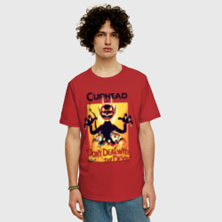 Мужская футболка хлопок Oversize Капхед - дьявол  - фото 2
