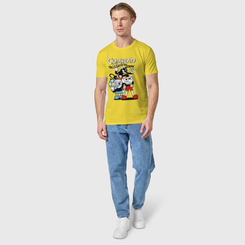 Мужская футболка хлопок Чашки и дьявол, цвет желтый - фото 5