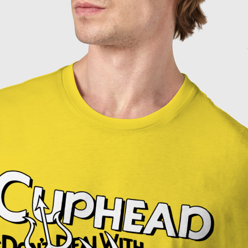 Мужская футболка хлопок Чашки и дьявол, цвет желтый - фото 6