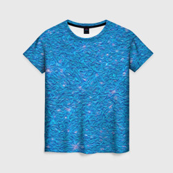 Голубая абстрактная рябь кистью – Женская футболка 3D с принтом купить со скидкой в -26%