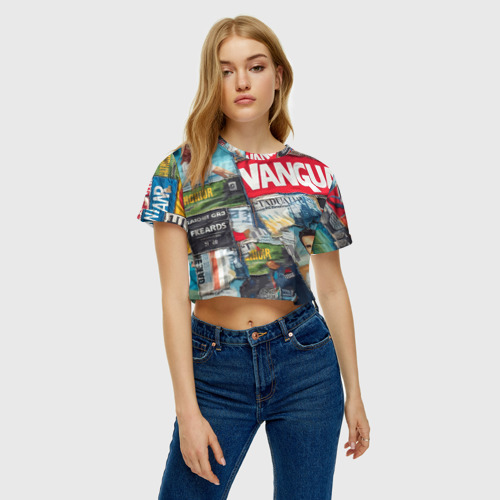 Женская футболка Crop-top 3D Vanguard collage - ai art patchwork, цвет 3D печать - фото 3