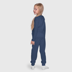 Пижама с принтом Я капитан своей жизни для ребенка, вид на модели сзади №4. Цвет основы: темно-синий