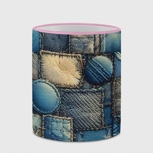 Кружка с полной запечаткой Denim patchwork - ai art, цвет Кант розовый - фото 4