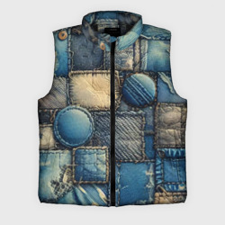 Мужской жилет утепленный 3D Denim patchwork - ai art