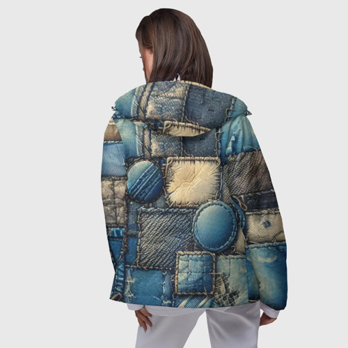 Женская ветровка 3D Denim patchwork - ai art, цвет белый - фото 5