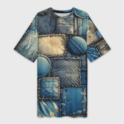 Платье-футболка 3D Denim patchwork - ai art