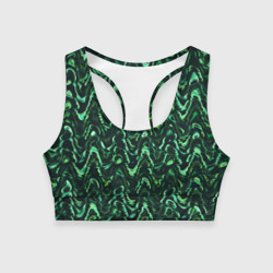 Женский спортивный топ 3D Абстрактные зеленые волны