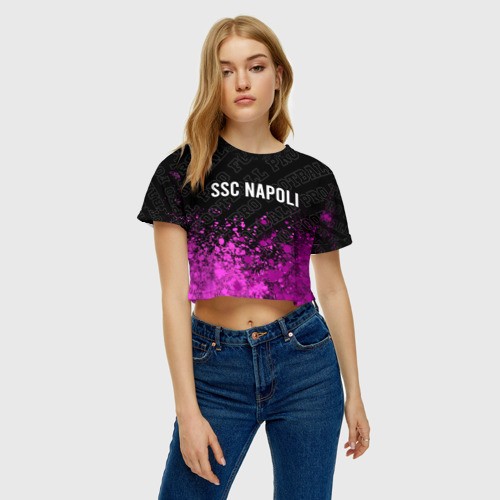 Женская футболка Crop-top 3D Napoli pro football посередине, цвет 3D печать - фото 3