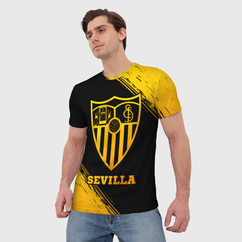 Мужская футболка 3D Sevilla - gold gradient, цвет 3D печать - фото 3