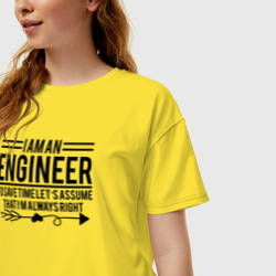 Женская футболка хлопок Oversize I am an engineer - фото 2