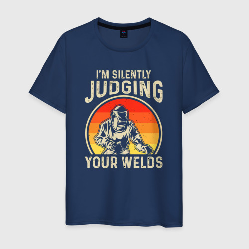 Мужская футболка из хлопка с принтом I'm silently judging your welds, вид спереди №1