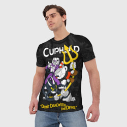 Мужская футболка 3D Cuphead devil trident - фото 2
