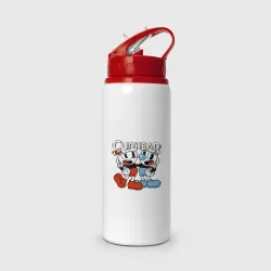 Бутылка для воды с трубочкой Cuphead and Mugman 