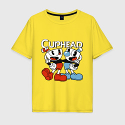 Мужская футболка хлопок Oversize Cuphead and Mugman 