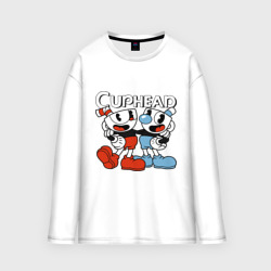 Мужской лонгслив oversize хлопок Cuphead and Mugman 