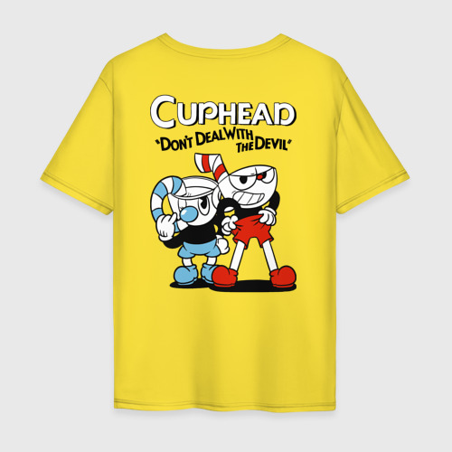 Мужская футболка хлопок Oversize Cuphead and Mugman , цвет желтый - фото 2