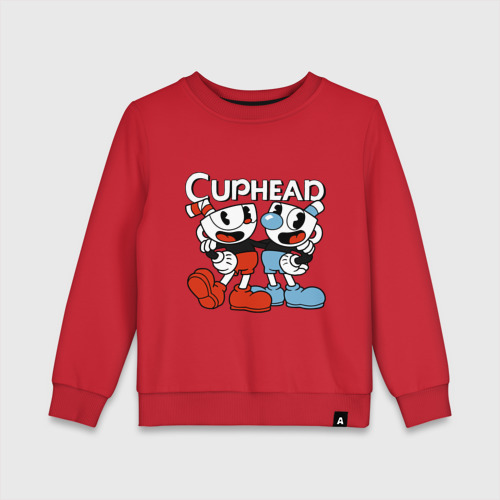 Детский свитшот хлопок Cuphead and Mugman , цвет красный