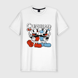 Мужская футболка хлопок Slim Cuphead and Mugman 