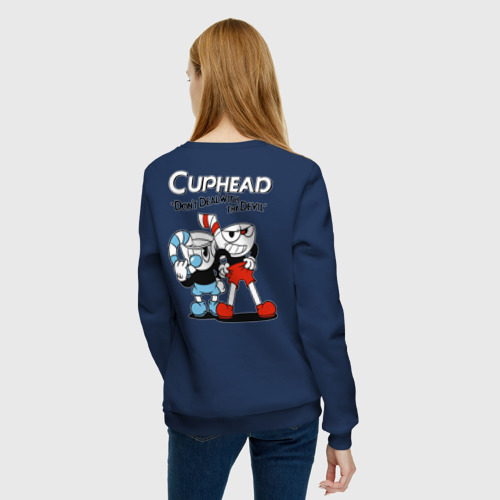 Женский свитшот хлопок Cuphead and Mugman , цвет темно-синий - фото 4