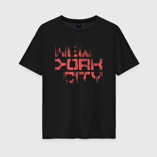 Женская футболка хлопок Oversize New york city streetwear, цвет черный