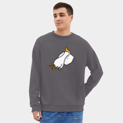 Мужской свитшот oversize без начеса хлопок Гусь на подушке - фото 2