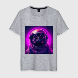 Неоновый мопс космонафт – Мужская футболка хлопок с принтом купить со скидкой в -20%