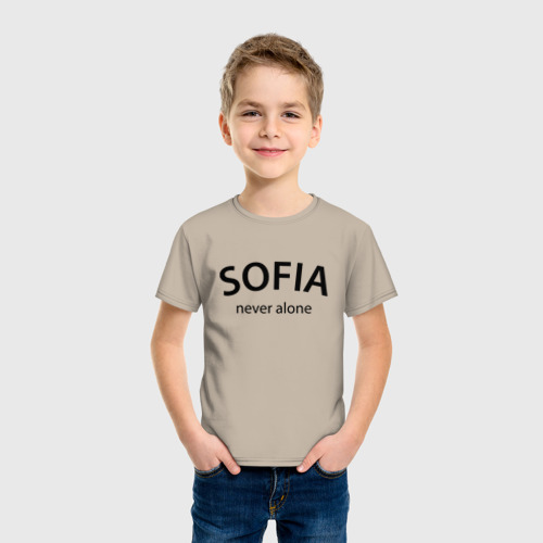 Детская футболка хлопок Sofia never alone - motto, цвет миндальный - фото 3