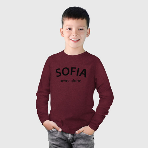 Детский лонгслив хлопок Sofia never alone - motto, цвет меланж-бордовый - фото 3